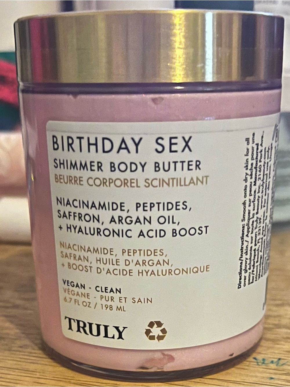TRULY Birthday Sex Shimmer Body Butter — Pink with Gold Lid